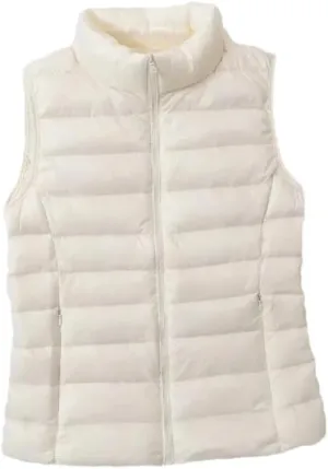 Women'S Sleeveless Down Vest Lightweight And Warm Full Zip Vest Casual White Duck Down Jacket