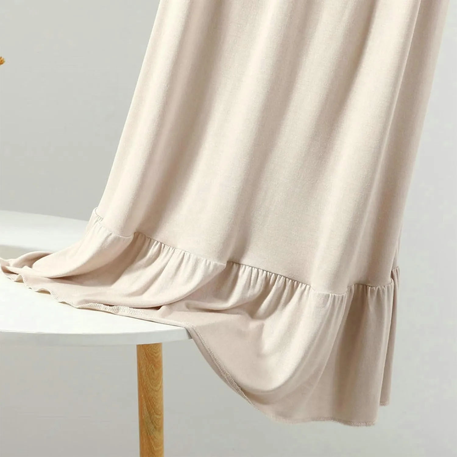 Womens Slip Nightgowns Spaghetti Strap Smocked Nightdress Ruffle Hem Lounge Sleepwear Lace Trim Soft House Dress