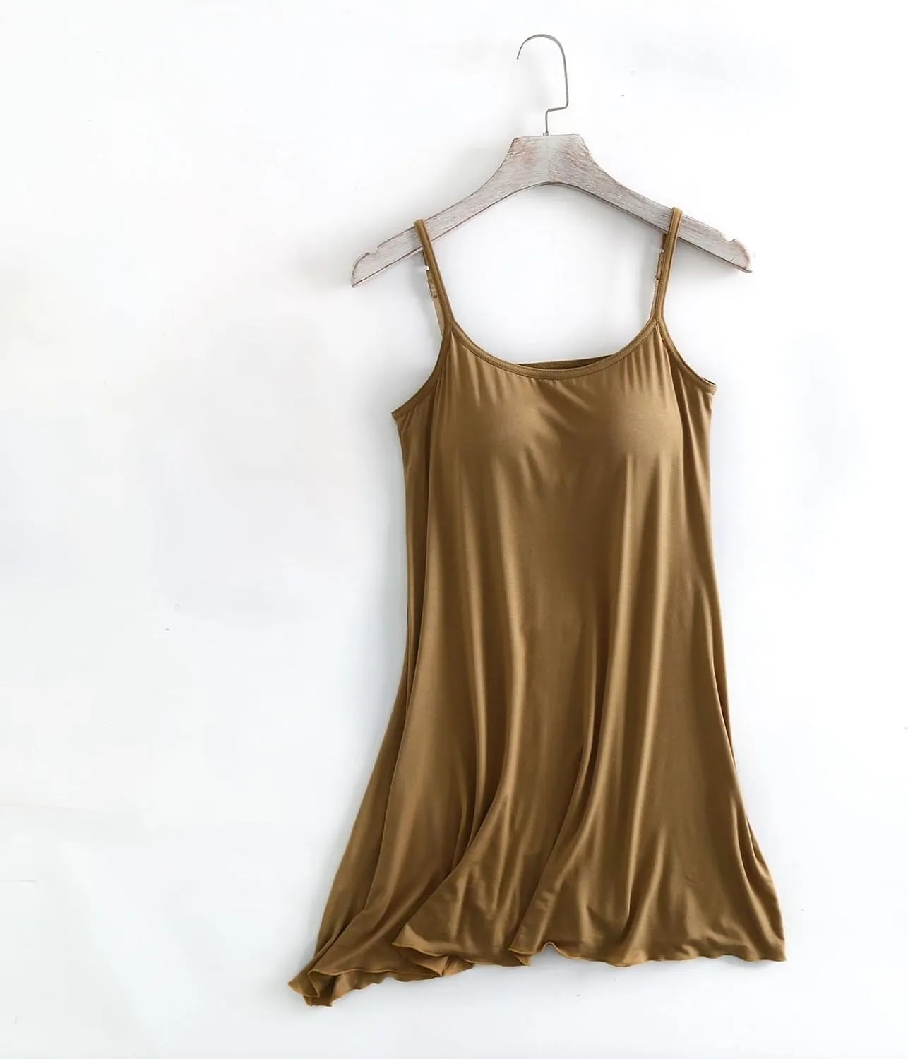Womens Spaghetti Strap Nightgown Full Slip Sleep Dress with Built in Bra Sleepwear Sexy Soft Nighties Cami Dress