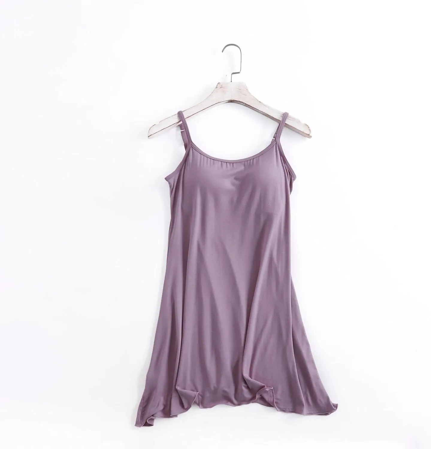 Womens Spaghetti Strap Nightgown Full Slip Sleep Dress with Built in Bra Sleepwear Sexy Soft Nighties Cami Dress