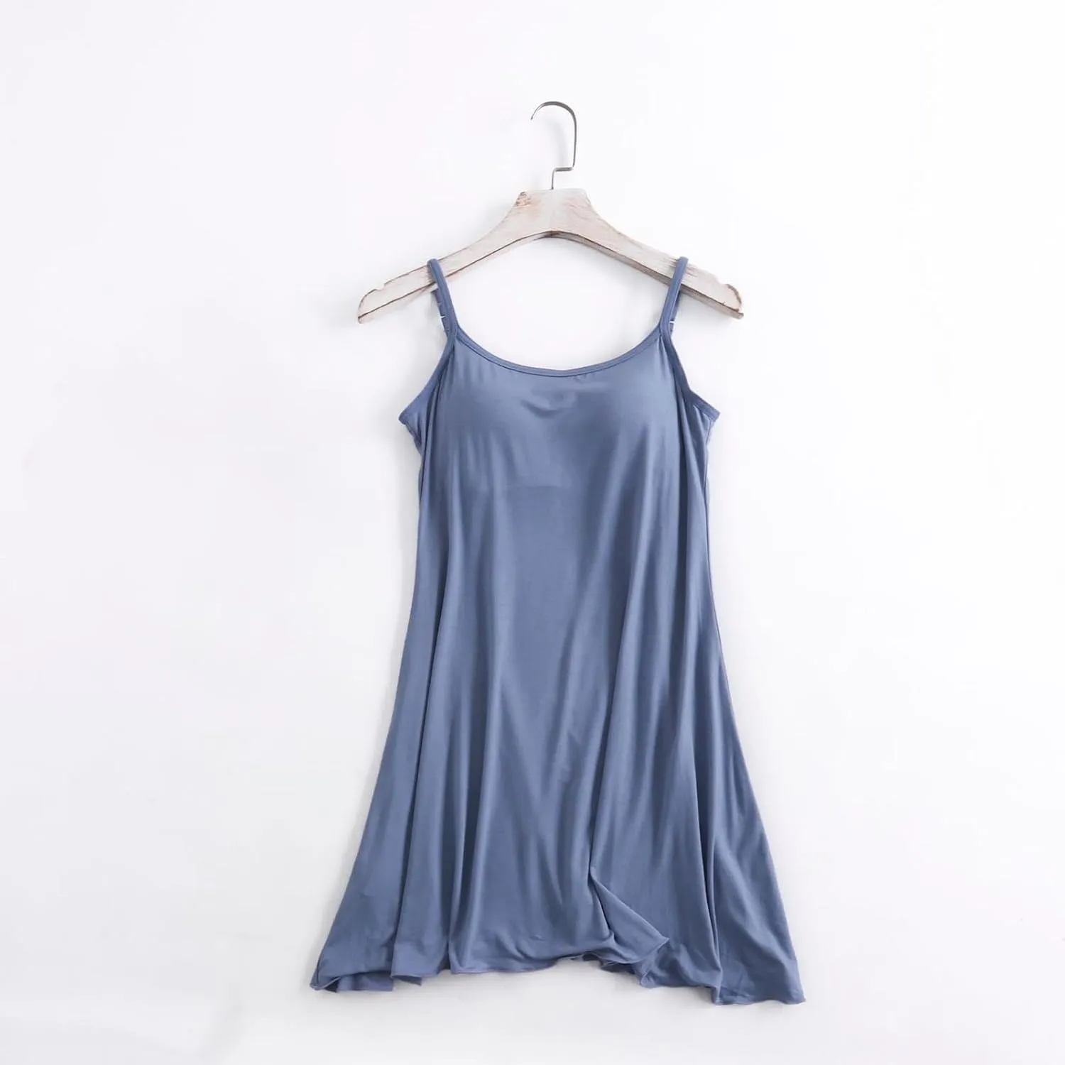 Womens Spaghetti Strap Nightgown Full Slip Sleep Dress with Built in Bra Sleepwear Sexy Soft Nighties Cami Dress