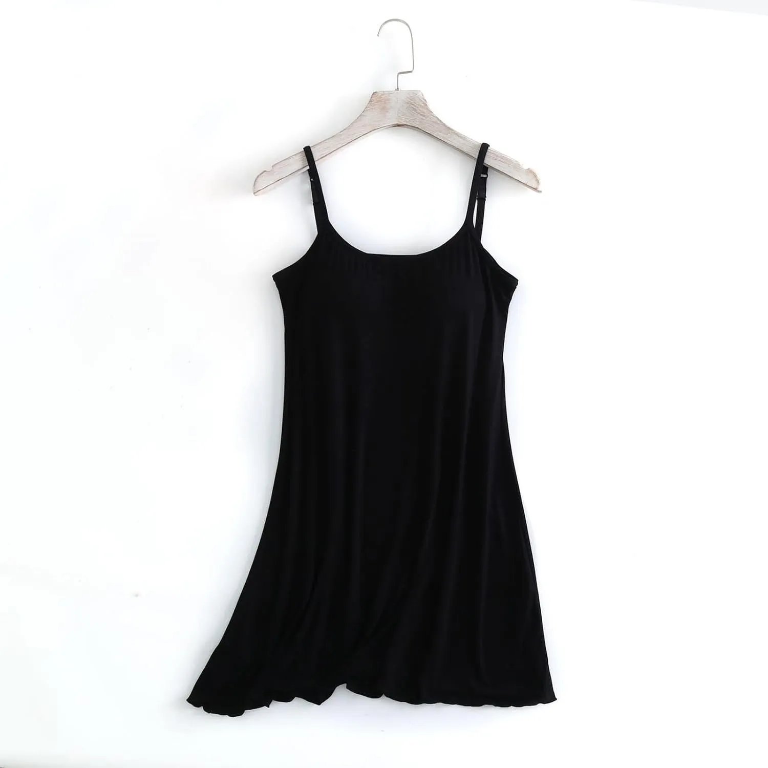 Womens Spaghetti Strap Nightgown Full Slip Sleep Dress with Built in Bra Sleepwear Sexy Soft Nighties Cami Dress