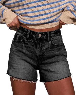 Womens Summer Mid Waisted Denim Jeans Shorts Cutoff Stretchy Hot Denim Shorts