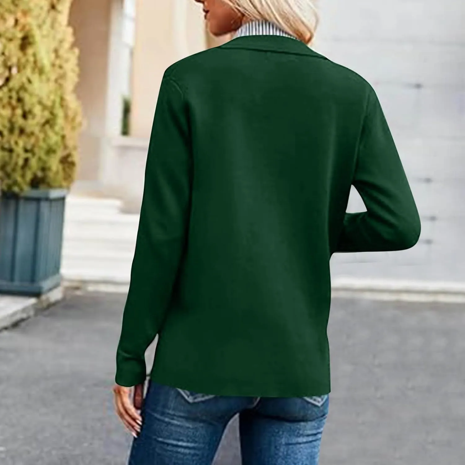 Womens Sweatshirt Blazer Jacket Business Casual Office Jackets Cardigan Lightweight Button Down Shacket with Pockets