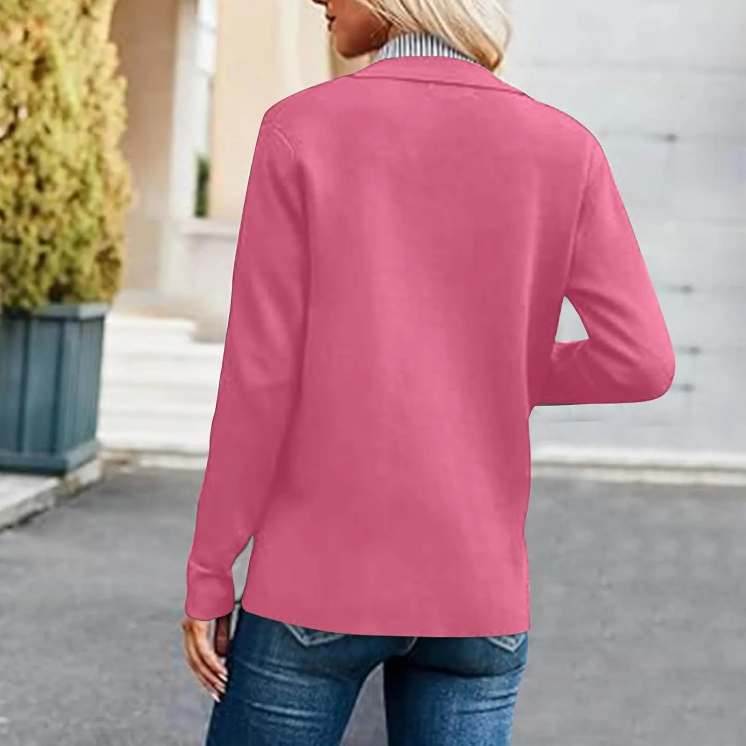 Womens Sweatshirt Blazer Jacket Business Casual Office Jackets Cardigan Lightweight Button Down Shacket with Pockets