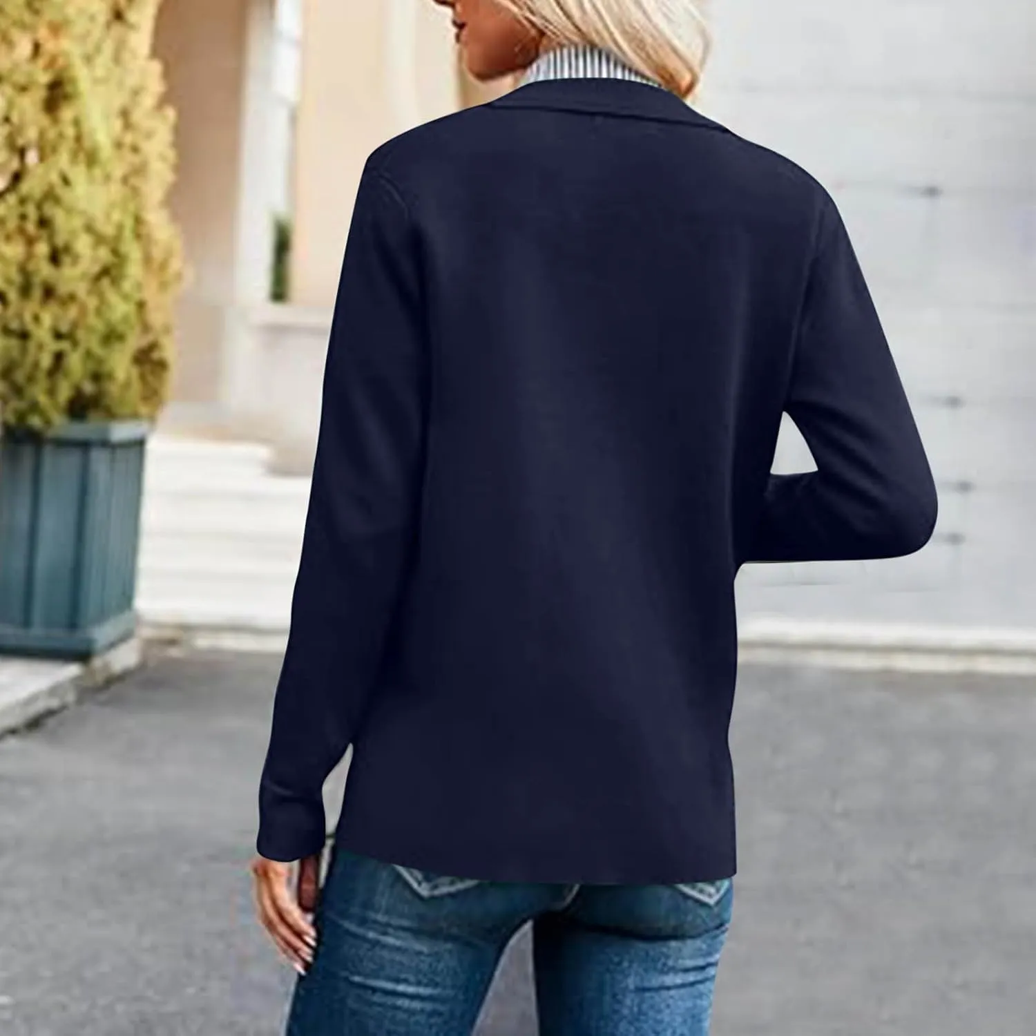 Womens Sweatshirt Blazer Jacket Business Casual Office Jackets Cardigan Lightweight Button Down Shacket with Pockets