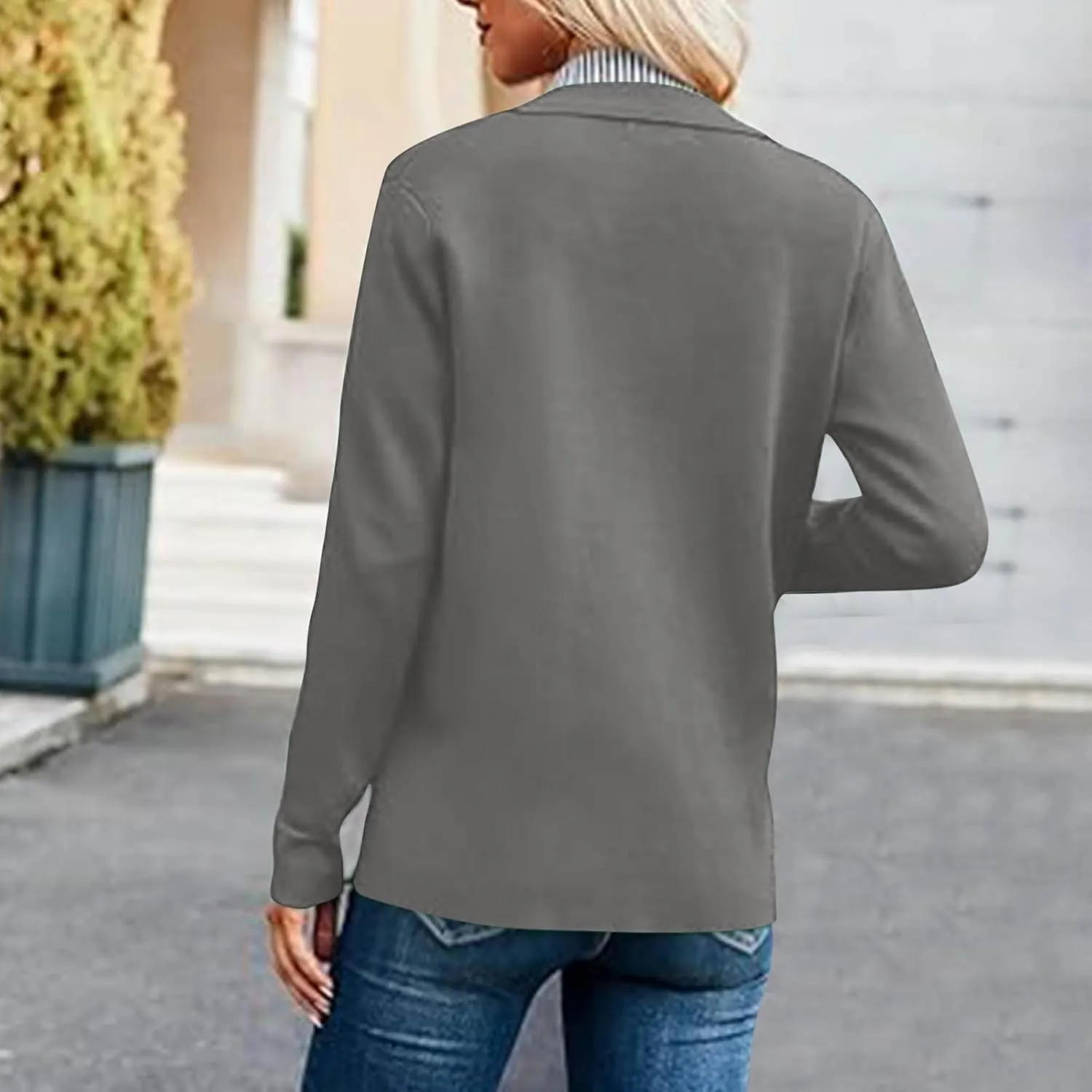 Womens Sweatshirt Blazer Jacket Business Casual Office Jackets Cardigan Lightweight Button Down Shacket with Pockets