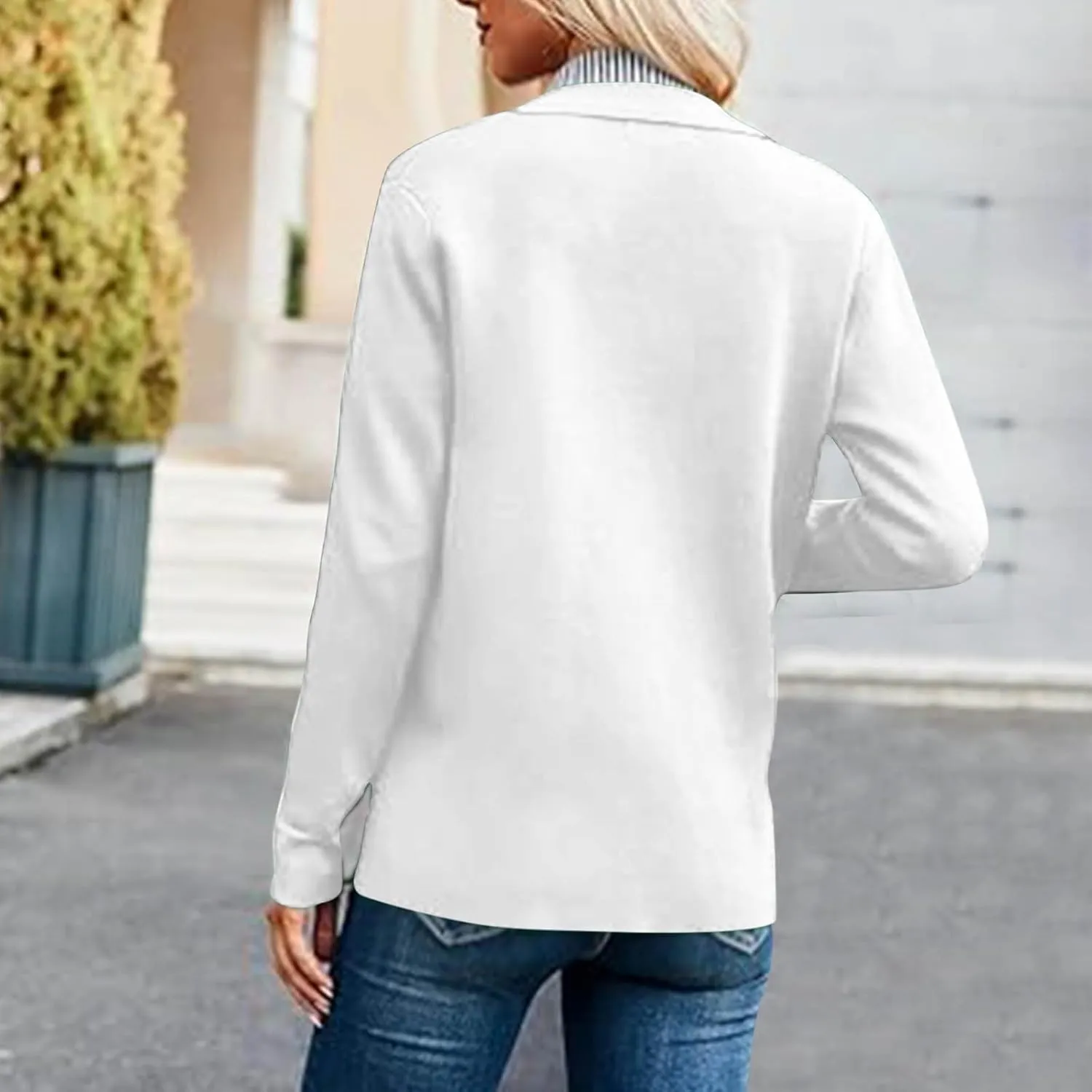 Womens Sweatshirt Blazer Jacket Business Casual Office Jackets Cardigan Lightweight Button Down Shacket with Pockets