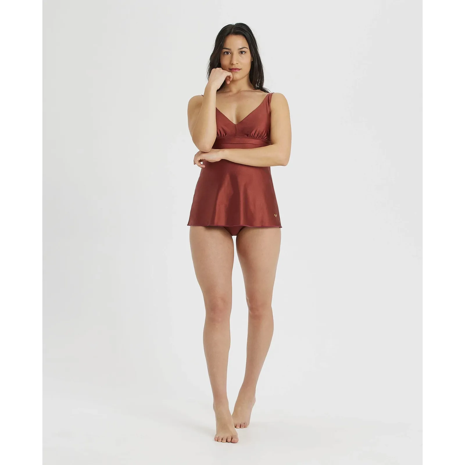 WOMEN'S TANKINI SOLID - BURNT