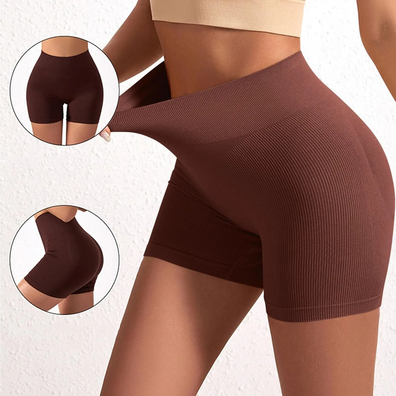 Women's Tummy Control Athletic Yoga Shorts Butt Lifting High Waisted Workout Running Shorts Stretch Gym Yoga Shorts