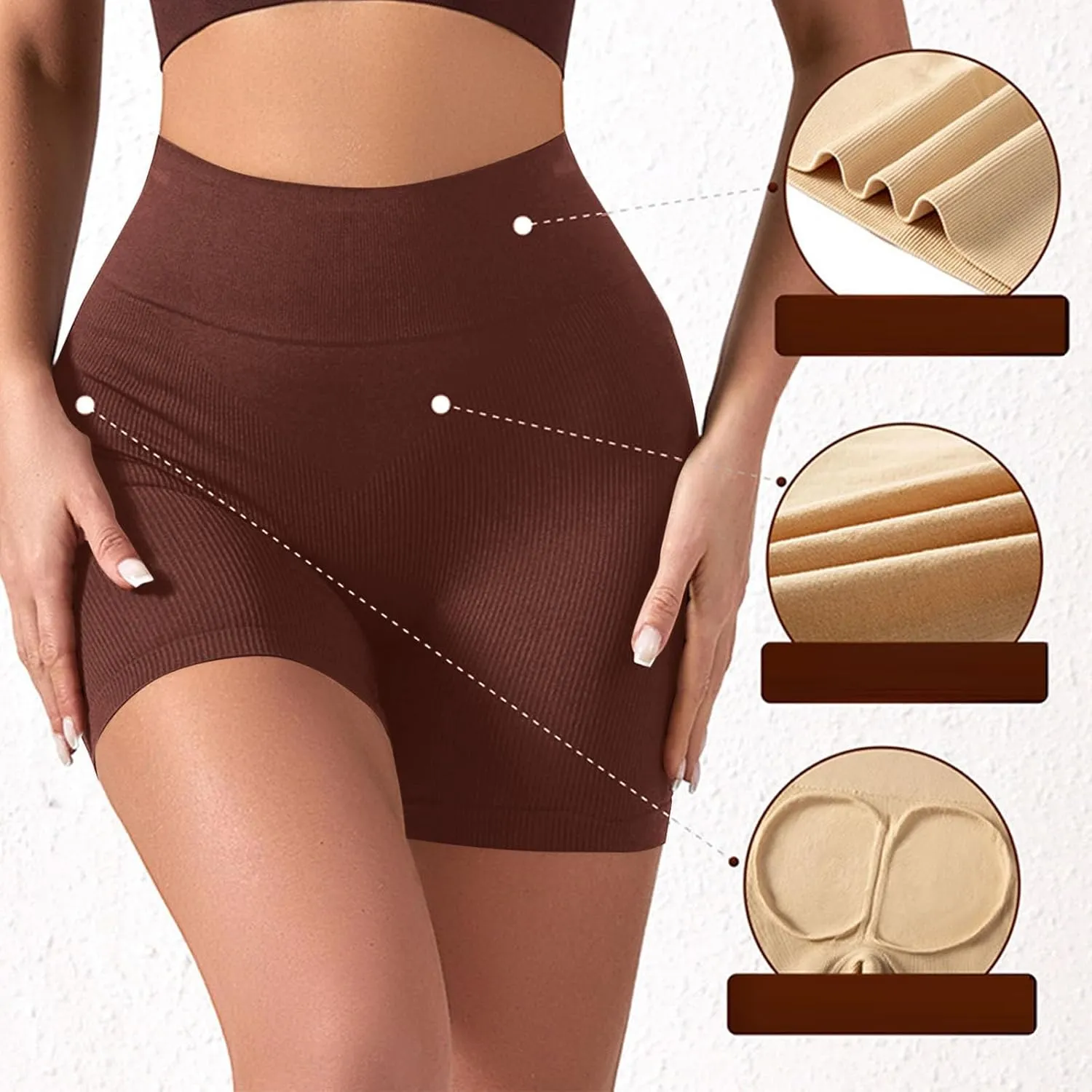 Women's Tummy Control Athletic Yoga Shorts Butt Lifting High Waisted Workout Running Shorts Stretch Gym Yoga Shorts