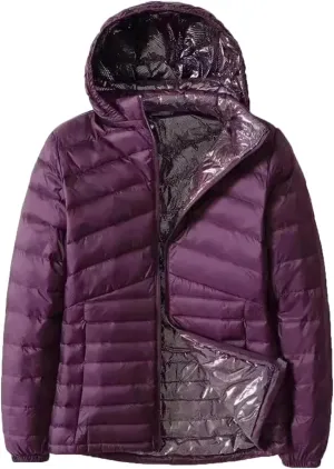 Women's Winter Down Warm Jackets Autumn/Winter Lightweight Hooded Down Jacket Hat Detachable