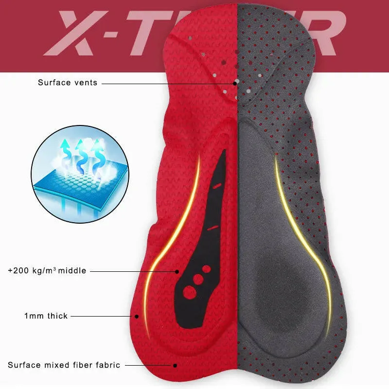 X-TIGER Cycling Bib Shorts Men’s 5D Padded Bike Bibs Biking Tights With Pockets Triathlon Pro Licra UPF50  Bicycle Shorts