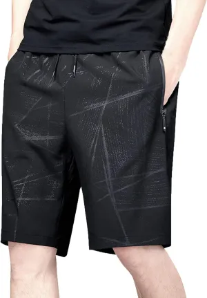 Ymosrh Men's Workout Shorts Stretch Running Shorts Quick Dry Lightweight Shorts with Zipper Pockets, S-3XL