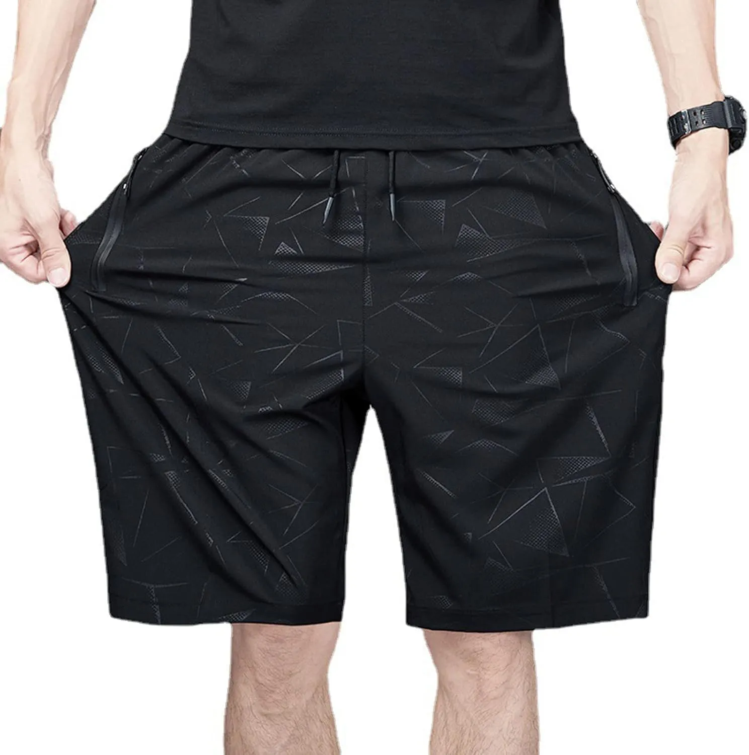 Ymosrh Men's Workout Shorts Stretch Running Shorts Quick Dry Lightweight Shorts with Zipper Pockets, S-3XL