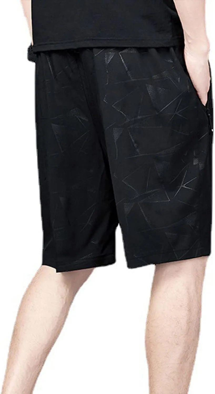 Ymosrh Men's Workout Shorts Stretch Running Shorts Quick Dry Lightweight Shorts with Zipper Pockets, S-3XL