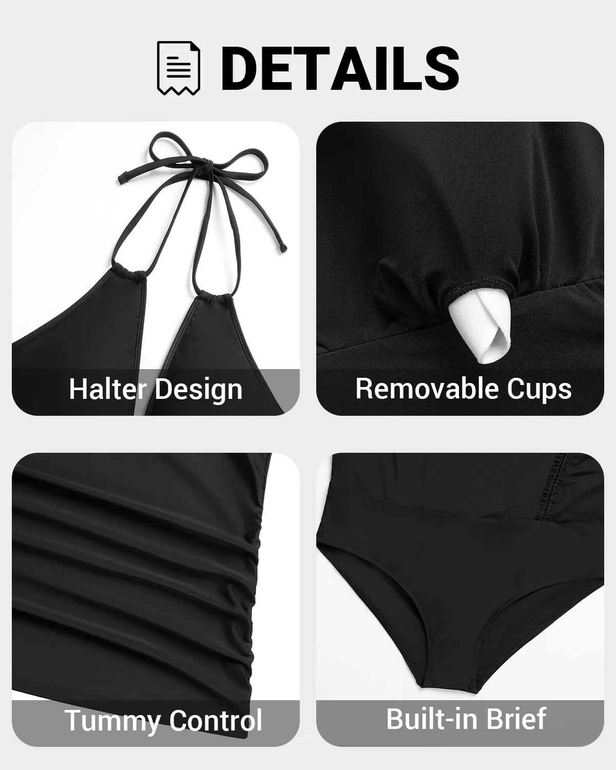 Yonique 2 Piece Swimsuits for Women Halter Tankini Top with Skirt Bottom V Neck Bathing Suit
