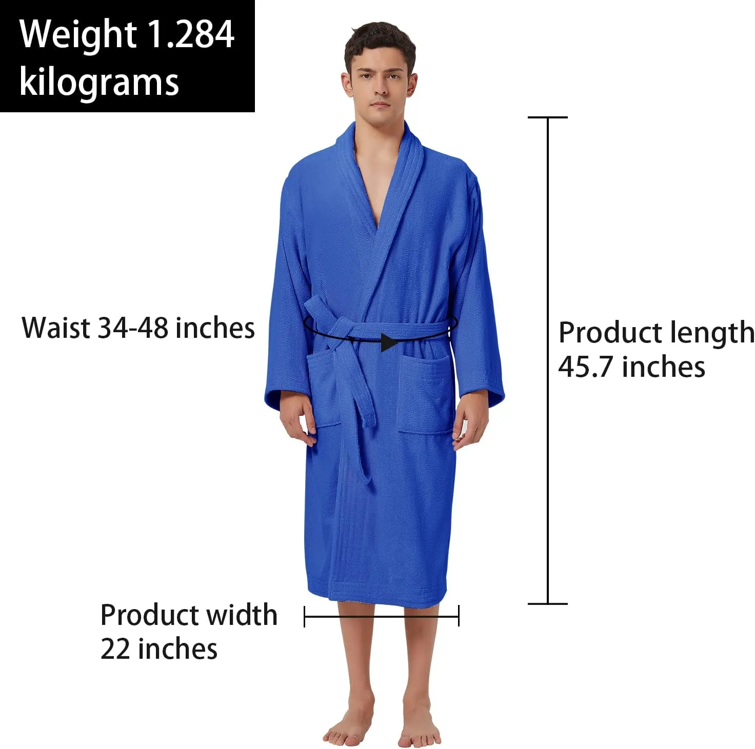 ZABER Bathrobe Mens,Pure Cotton Robe for Men,Thick Terry Cloth Bathrobe,Luxury Long Combed Men's Cotton Robe