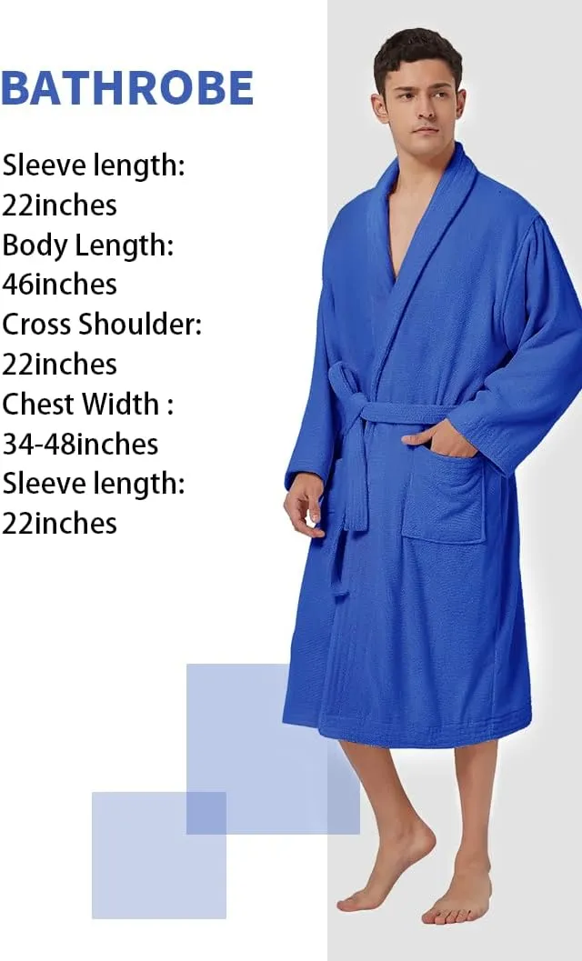 ZABER Bathrobe Mens,Pure Cotton Robe for Men,Thick Terry Cloth Bathrobe,Luxury Long Combed Men's Cotton Robe